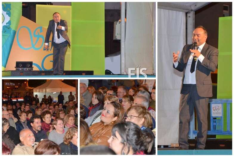 Diferentes momentos de la actuación de Maestro Florido, anoche en Los Llanos.